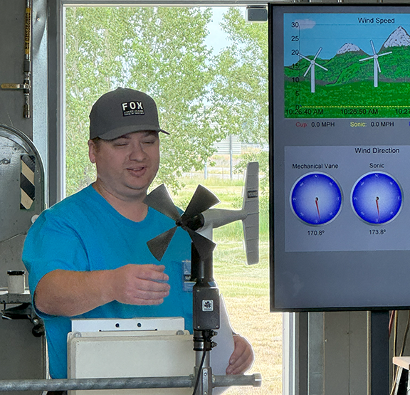 Mathew demonstrates a wind anemometer